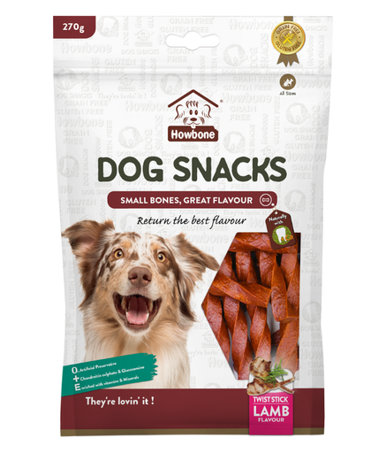 [HB07233] Howbone Dog Snack Twist Stick Lamb Flavour 270gm