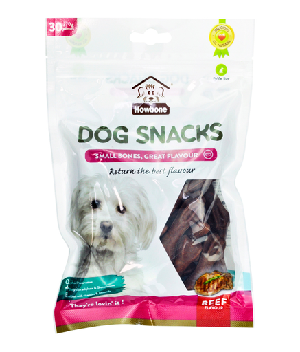 [HB03068] Howbone Dog Snack Mini Bone Beef Flavour 30pcs 270gm
