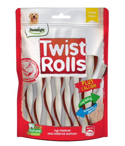 [DL09466] Dentalight Twist Rolls Small Dog Treats Chicken Flavour 5inch 100gm