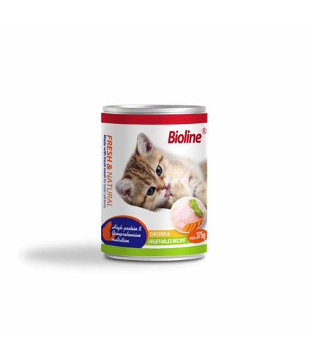 [6970117125337] Bioline Canned Cat Food Chicken & Vegetables 375gm