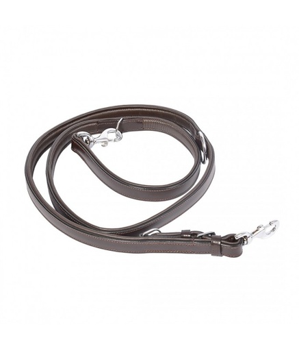[LR5001167-PHout] Duvo Metal Leather Duo Leash Dark Brown 100 - 200cm/22mm
