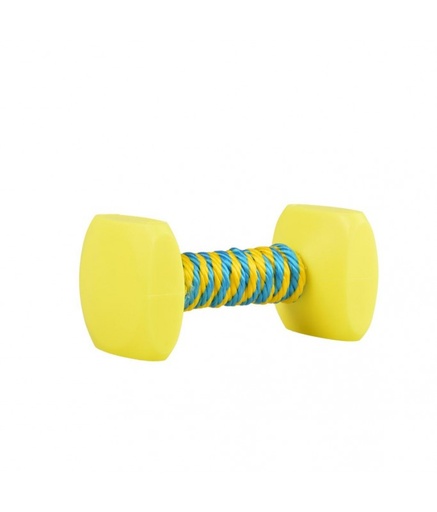 [LR11146] Duvo+ Dogtoy Dumbbell With Rope 10 X 5cm - Blue/Yellow