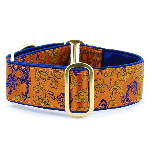 [HUSATCD15BSM-DC] 2 Hounds Design Satin Lined Martingale Dog Collar Dragon Copper Small 10/14"
