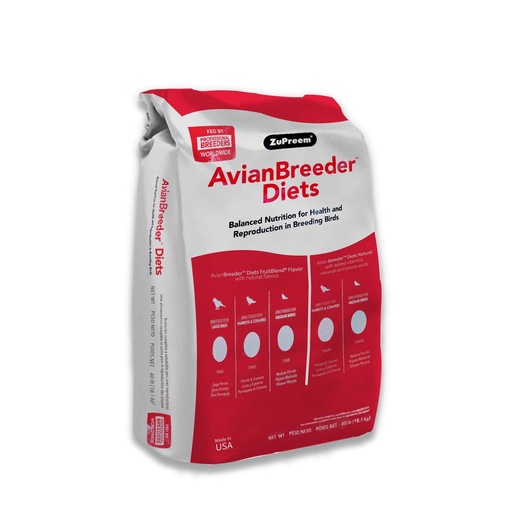 [ZU78600] Zupreem Avianbreeder Fruitblend Parrots & Conures 40LB / 18.14kg