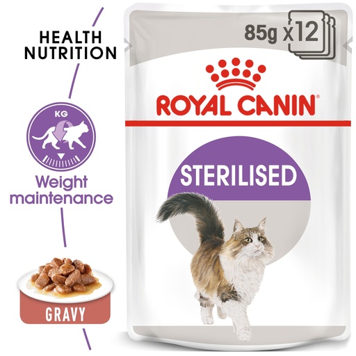 [RO226860] Royal Canin FHN Feline Breed Nutrition Sterilised Gravy Cat Wet Food 12x85gm