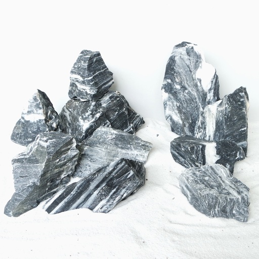 [MJDRA-1-026SS] Sv Aquarium Deco Black & White Aurum Rock - Extra Small - 7-10cm - Approx. 48Pcs