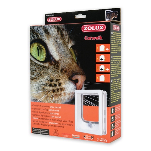[ZL401072BLA] Zolux Cat-Flap For Wooden Door With Tunnel - White