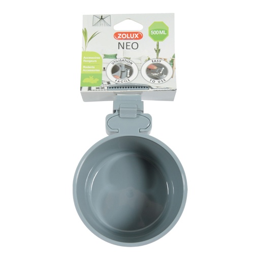 [ZL206697] Zolux Neo Rodent Cage Plastic Feeder Grey 500ml