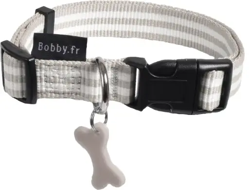 [BOCLSTRI_14_025] Bobby Collar Stripe Taupe Large