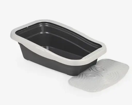 [MP120901T01020] MPS2 Nella Kit Cat Litter Tray with Mat - 80 x 36.5 x 18 cm/Grey