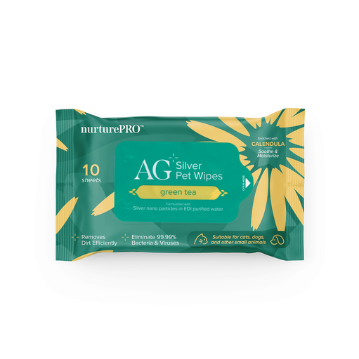 [NPS16] NurturePro AG+ Silver Pet Wet Wipes -Green Tea 6x10 Sheets