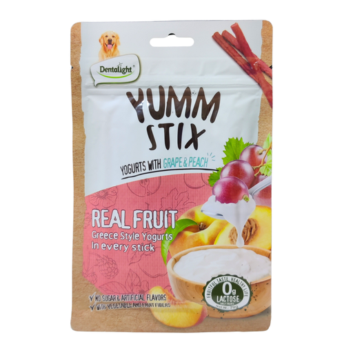 [DL11940] Dentalight Yumm Stix For Dogs-Wet & Soft - Yogurts With Grape & Peach 70gm