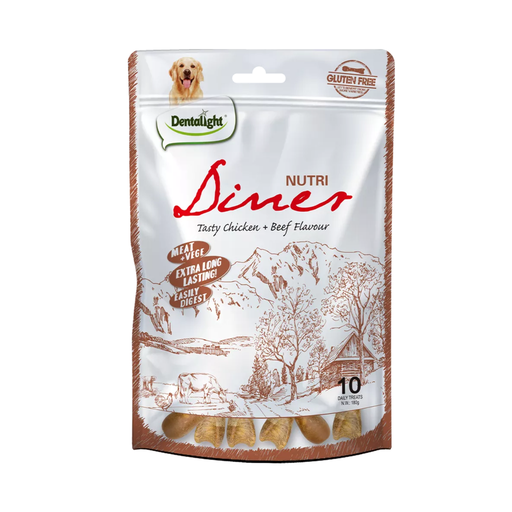 [DL08285] Dentalight 3" Nutri Diner Tasty Dog Treat-Chicken&Beef Flavour 10pcs/Pack 180gm