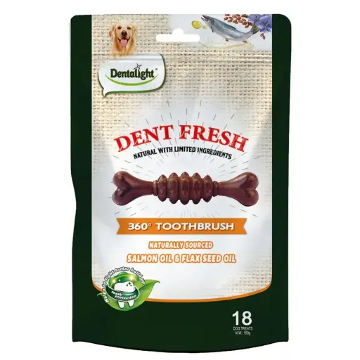 [DL08216] Dentalight 3" Dent Fresh 360° Toothbrush Coat Care Dog Treat 18Pcs/Pack 150gm