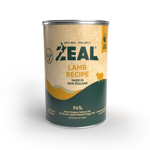 [4453] Zeal Grain Free Canned Dog Food 390g – (Lamb Recipe)