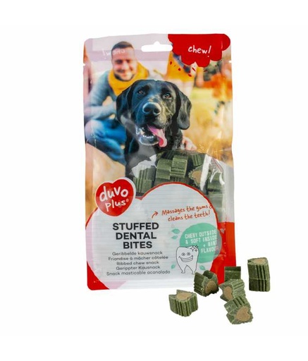 [LR13079] Duvo+ Chew Stuffed Dental Bites Green 140pcs 1cm / 420gm