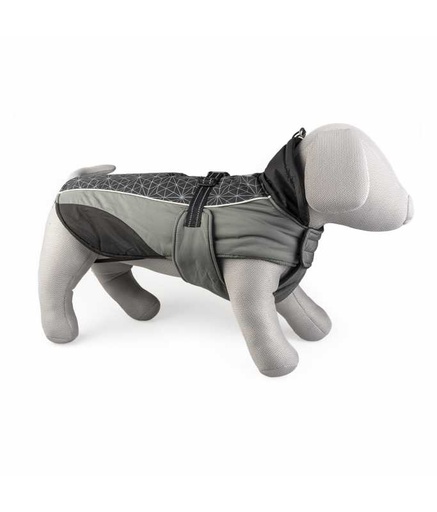 [LR13207] Duvo+ Dog Jacket Hi Vis Casual Black / Grey Medium 50cm