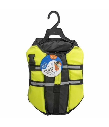 [LR13210] Duvo+ Dog Life Jacket Hi Vis Marine Black / Yellow XS 30cm